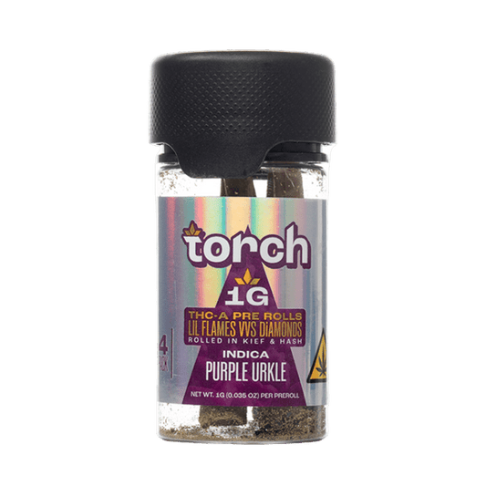 Torch THC-A Pre-Rolls Lil Flames VVS Diamonds Rolled in Kief and Hash 1g 4ct Jar