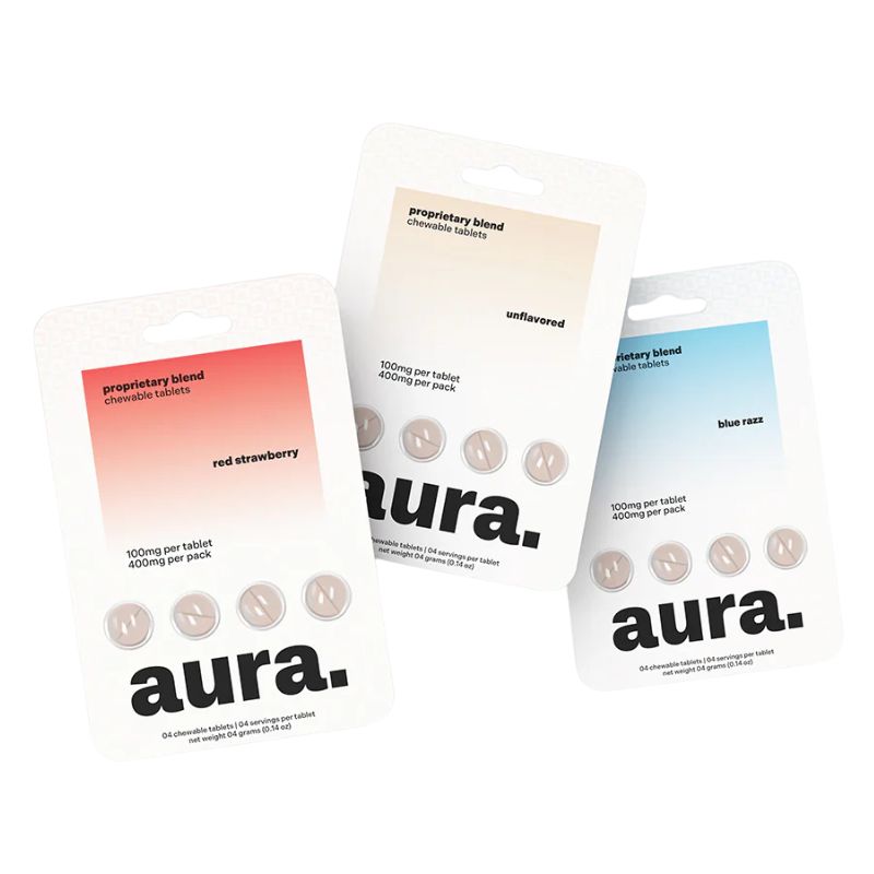 Aura. Proprietary Blend Kratom Chewable Tablets | 100mg Per Tablet | 4ct