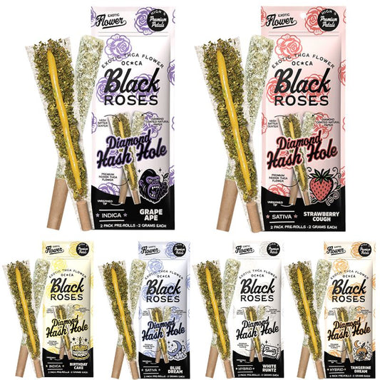 Black Roses Diamond Hash Hole 2g Pre-Rolls 2PK
