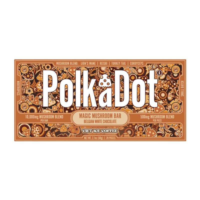 Polka Dot Magic Mushroom Blend Chocolate Bar 20ct 500mg Per Piece